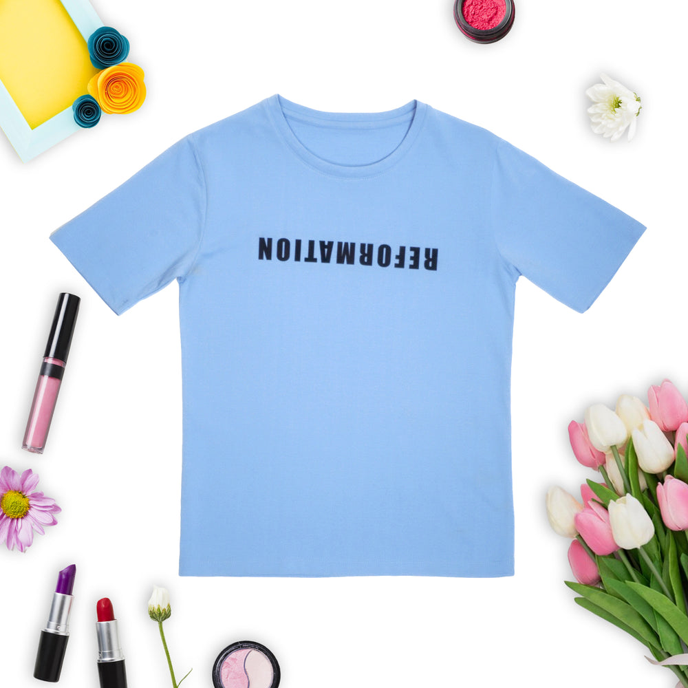 Blue Interlock Cotton T-Shirt – Reformation