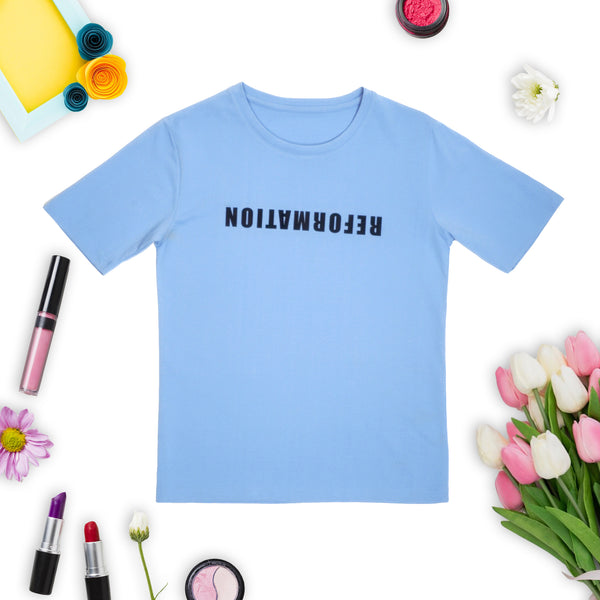 Blue Interlock Cotton T-Shirt – Reformation