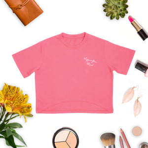 Chic Pink Crop Tee with Print