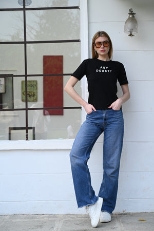 Black Cotton T-Shirt – Any Doubt? Print