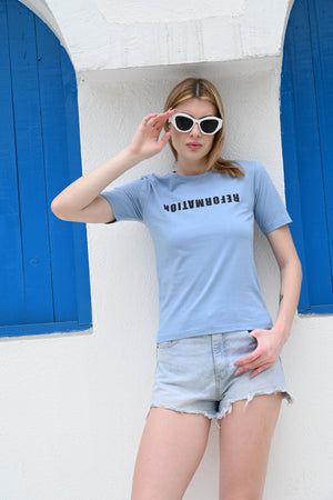 Blue Interlock Cotton T-Shirt – Reformation