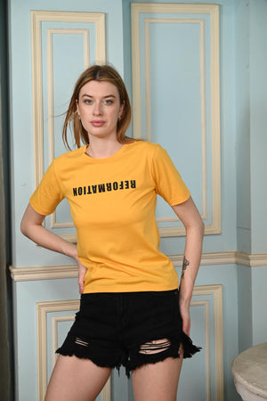 Yellow Interlock Cotton T-Shirt – Reformation