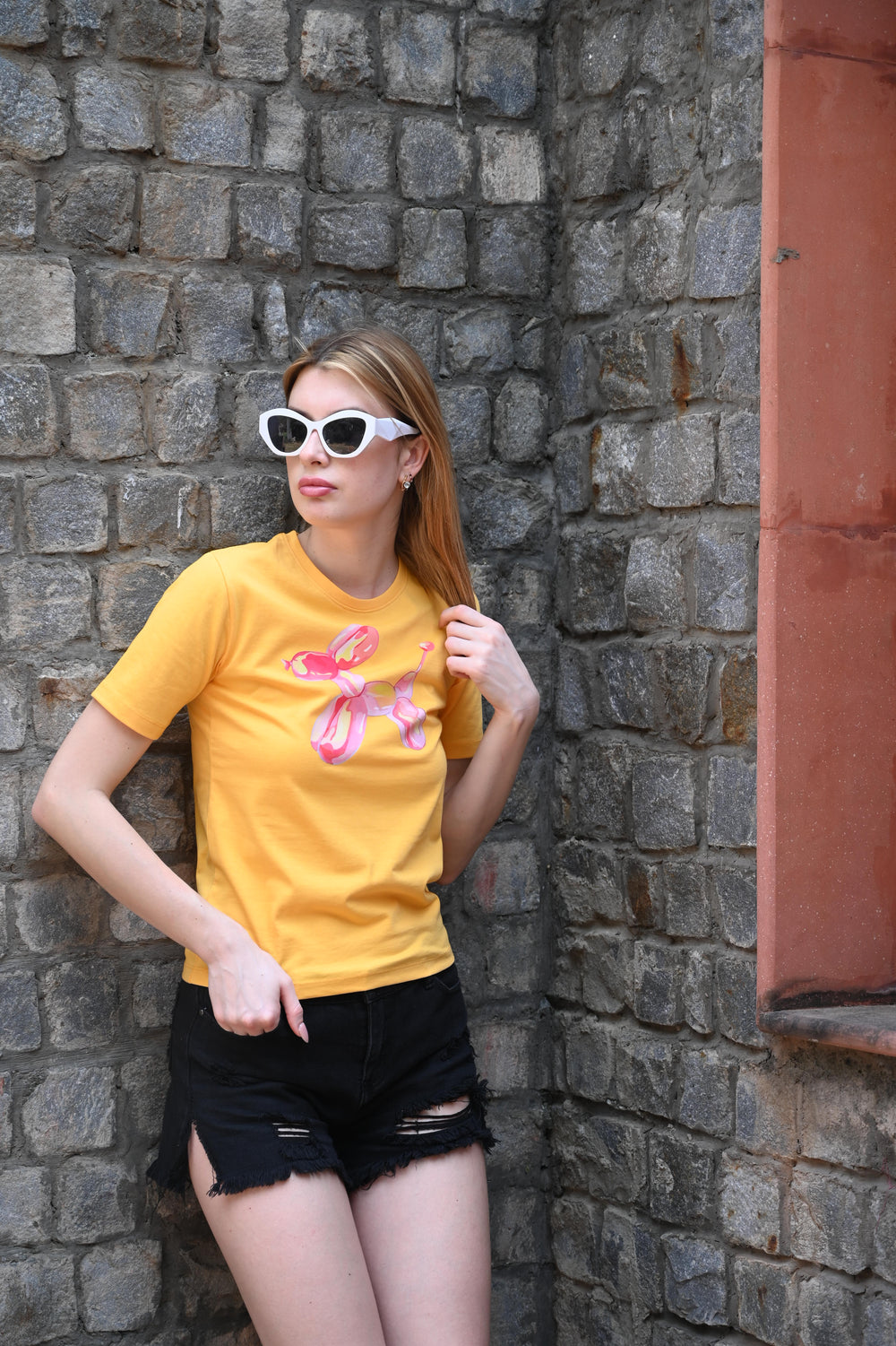 Yellow Horse Print Tee – Interlock Cotton