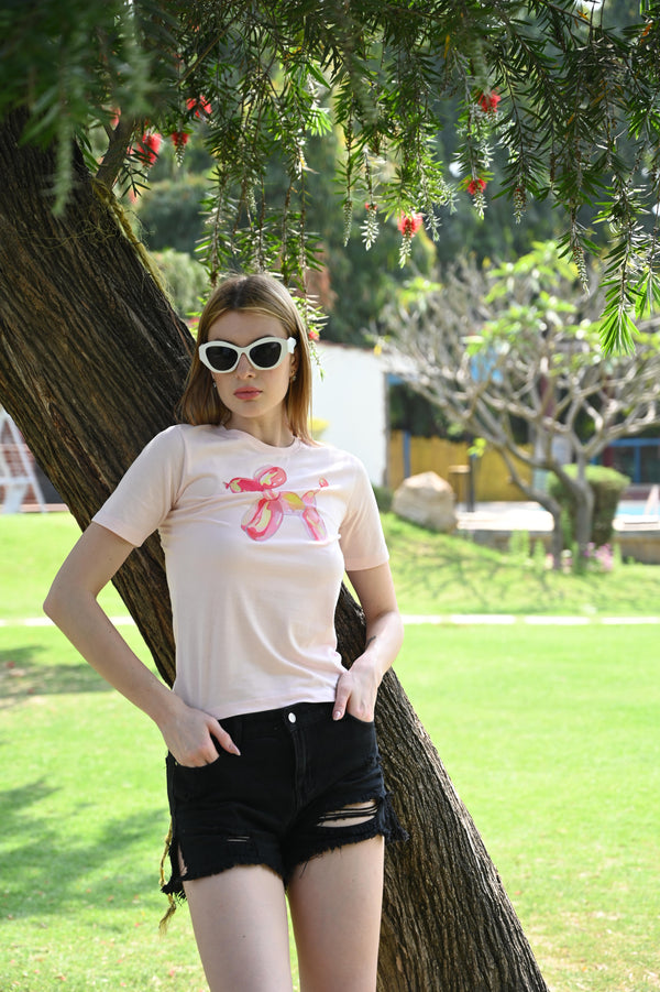 Light Pink Horse Print Tee – Interlock Cotton