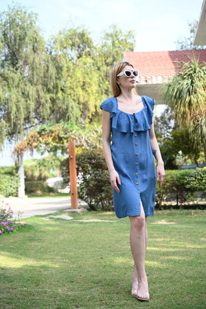 Square Neck Elegance – Mini Dress