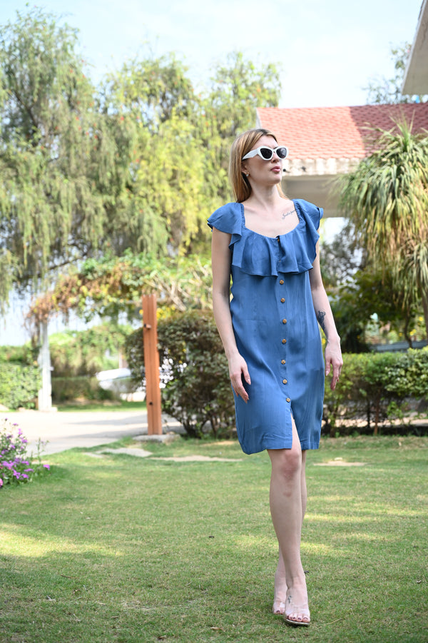 Square Neck Elegance – Mini Dress