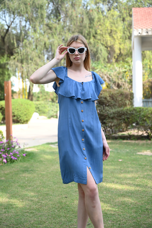 Square Neck Elegance – Mini Dress