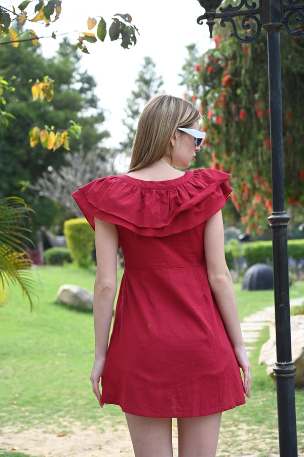Maroon Sleeveless Short Dress | Above Knee