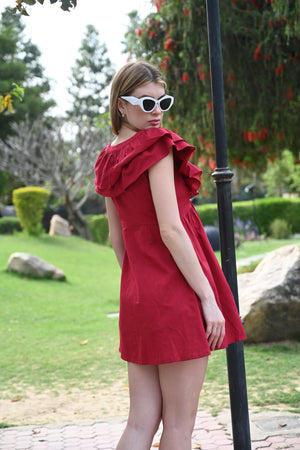 Maroon Sleeveless Short Dress | Above Knee