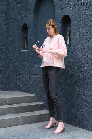 Pretty in Pink – V-Neck Front Design Top