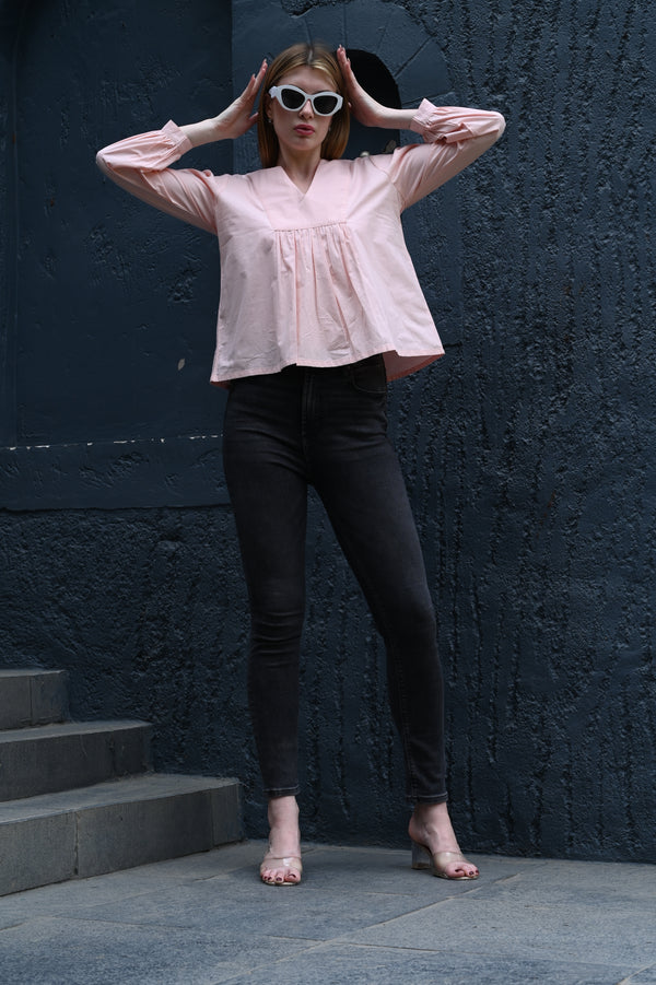 Pretty in Pink – V-Neck Front Design Top