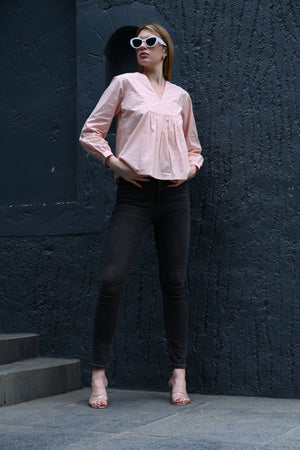 Pretty in Pink – V-Neck Front Design Top