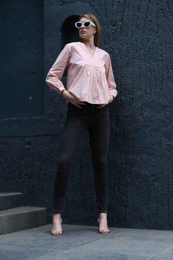 Pretty in Pink – V-Neck Front Design Top