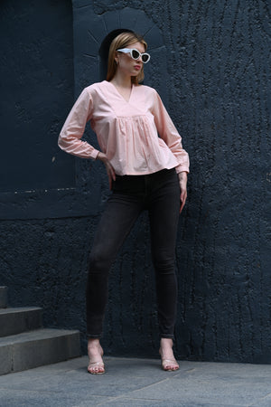 Pretty in Pink – V-Neck Front Design Top