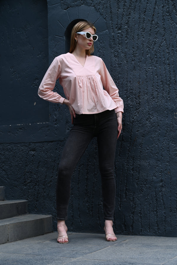 Pretty in Pink – V-Neck Front Design Top
