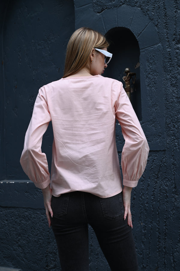 Pretty in Pink – V-Neck Front Design Top