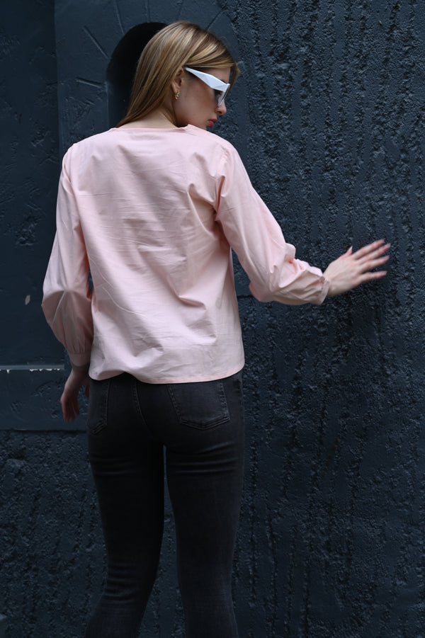 Pretty in Pink – V-Neck Front Design Top