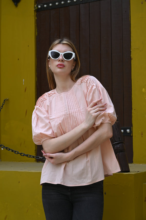 Light Pink Round Neck Top | Soft & Feminine