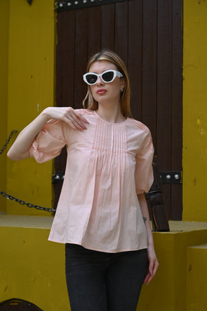 Light Pink Round Neck Top | Soft & Feminine