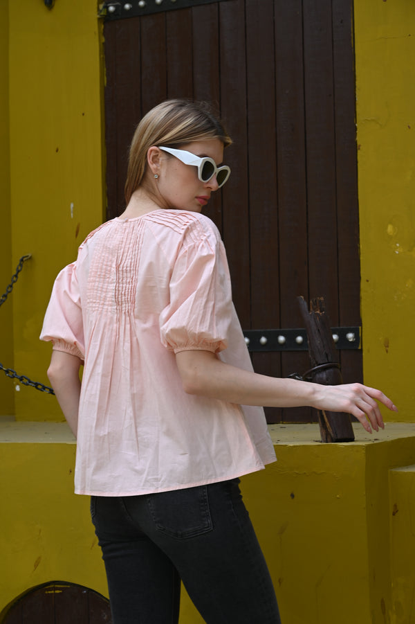 Light Pink Round Neck Top | Soft & Feminine