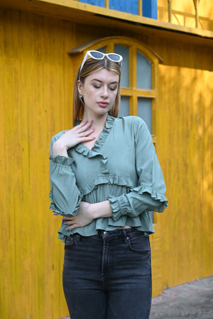Olive Green Full Sleeve Top | Elegant & Versatile