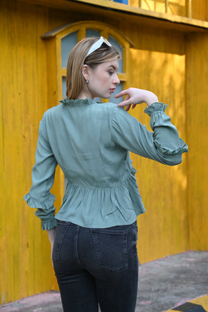 Olive Green Full Sleeve Top | Elegant & Versatile