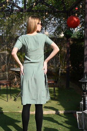 Olive Green Round Neck Kurti
