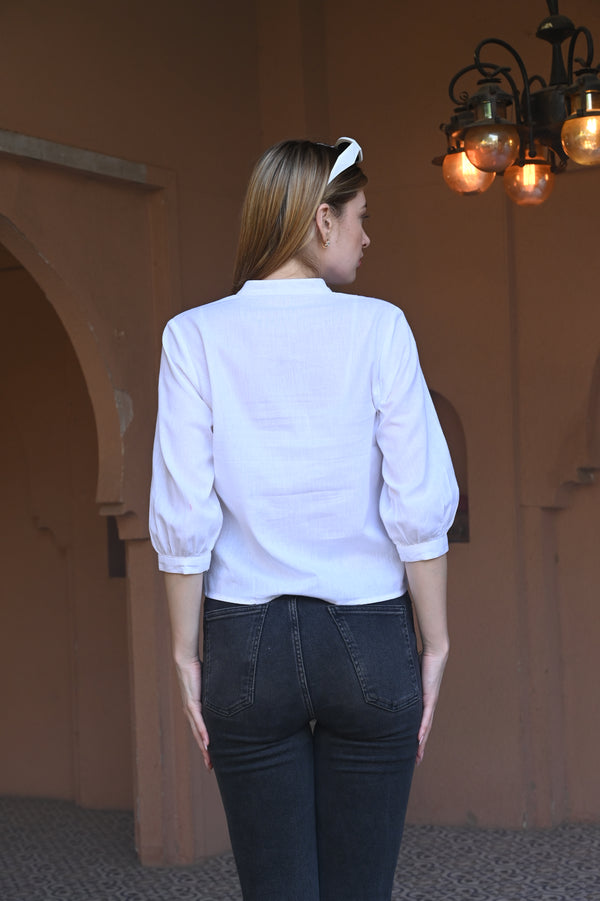 White Shirt Top | Classic Button-Down | Smart & Versatile