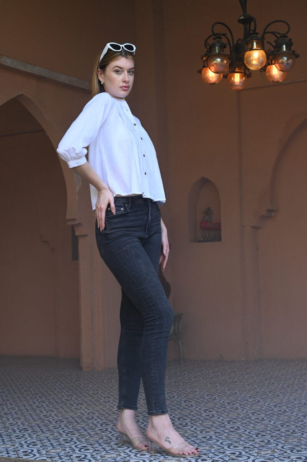 White Shirt Top | Classic Button-Down | Smart & Versatile