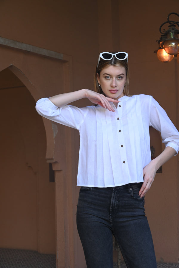 White Shirt Top | Classic Button-Down | Smart & Versatile