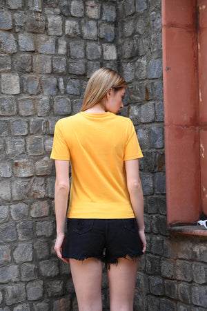Yellow Horse Print Tee – Interlock Cotton