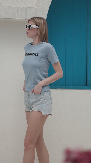 Blue Interlock Cotton T-Shirt – Reformation