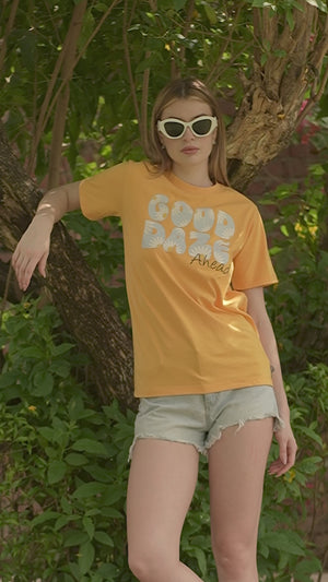 Yellow pure cotton Printed T-shirt